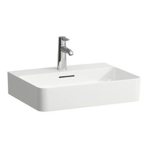 Wast. 550x420mm m. kraangat met overloop gesl.onderzijde lcc-wit