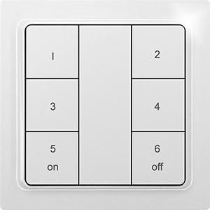 Draadloos EnOcean 6-kanaals keypad,E-Design,55x55 mm,helder