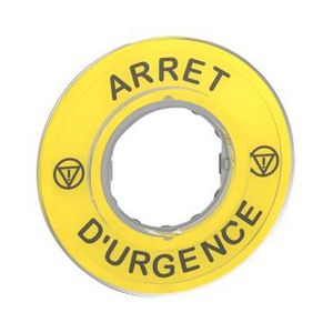 Etiket 60mm noodstopARRET D"URGENCE" Geel XB4/XB5 VVE=5