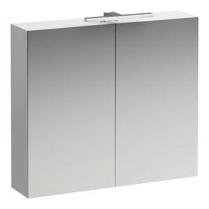 Base spiegelkast 800x700x185mm wit hggl. m.LED-verl. 2xdeur