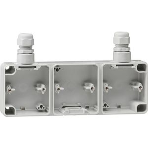 Bodemdeel 3-voudig 2xM20 spatwaterdicht opbouw grijs