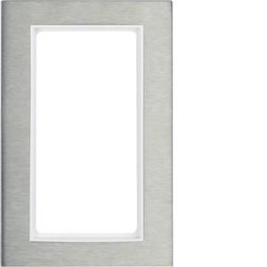 Afdekraam 1,5v vert berker B.7 geborsteld edelstaal/polarwit