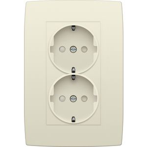 Dubbel stopcontact randaarde beschermingsafsluiters cream