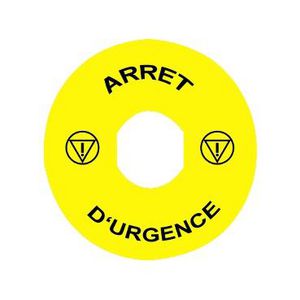 Etiket noodstop 90mmARRET D"URGENCE" Geel XB4/XB5 VVE=10