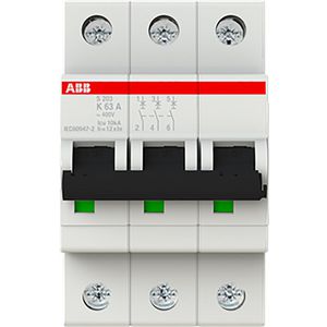 Installatieautomaat 6kA 3-polig K-karakteristiek 63A