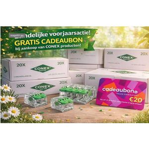Actie hersluitbare lasklemmen, GRATIS cadeaubon t.w.v. €20