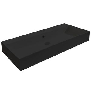 Wastafel 26 keramiek mat zwart 91cm 1x kom zonder kraangat
