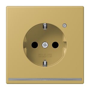 Wandcontactdoos LS-messing klassiek m.LED lichtsens.