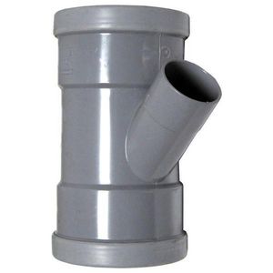 Wafix PVC manchet T-stuk verlopend 45° 110x50mm SN4 grijs 2x mof / 1x lijm