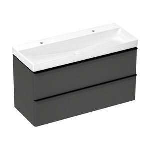 Wastafel 1200x480mm met 2 kraangatsen zonder overloop SmartClean Xelu Q