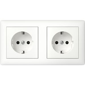 wandcontactdoos met randaarde 2-voudig Safety Plus voorbedr. + afd.r Gira Standard 55 zuiver wit m
