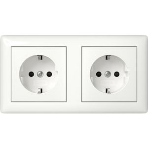 wandcontactdoos met randaarde 2-voudig Safety Plus voorbedr. + afd.r Gira Standard 55 zuiver wit