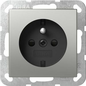 wandcontactdoos aardpen + Safety Plus System 55 edelstaal
