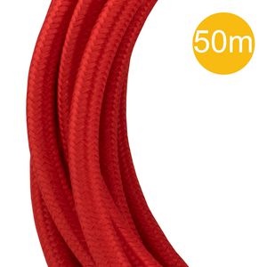 Lengte a 50m. Textielsnoer 2C 2x0,75mm² rood