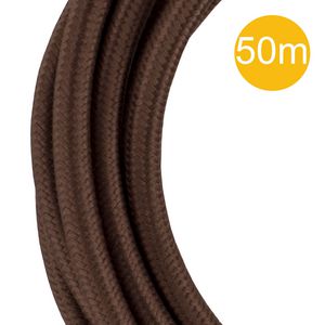 Lengte a 50m. Textielsnoer 3C 3x0,75mm² bruin