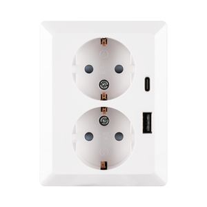 W.contactdoos Half Opb. 2-voudig RA USB A + USB C  VVE=20