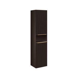 Kolomkast WOOD 35cm H=172cm 2 deuren links met open nis greep type M2 donkere eik