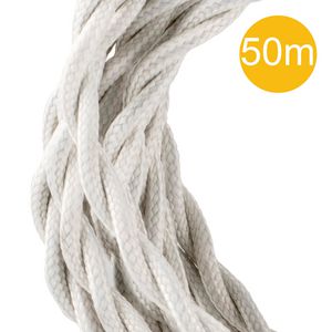 Lengte a 50m. Textielsnoer gedraaid 2C 2x0,75mm² Beige