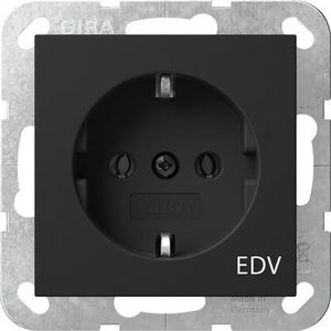 wandcontactdoos met randaarde opdr.EDV System 55 zwart m