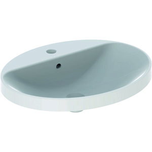 VariForm onderbouwwastafel ovaal 60x48cm met kraangat + overloop wit Keratect
