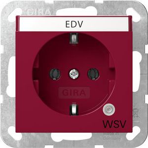 wandcontactdoos met randaarde ctrl.l. GN + TK opdr.WSV System 55 rood