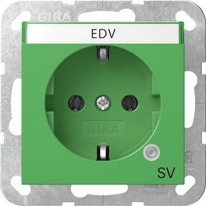wandcontactdoos met randaarde ctrl.l. GN + TK opdr.SV System 55 groen