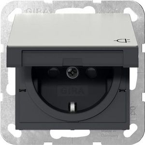 wandcontactdoos met randaarde KD + Safety Plus System 55 edelstaal