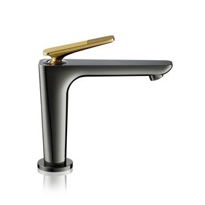 1-hendel wastafelmengkraan 125 Coolstart afvoerplug Cubic Cut greep polished gold optic Citterio-C