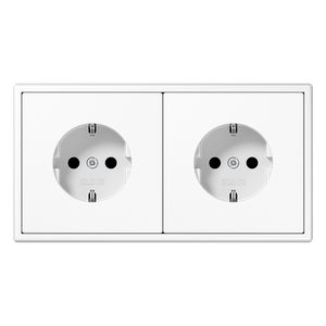 Wandcontactdoos alpin wit 2-voudig met randaarde LS990