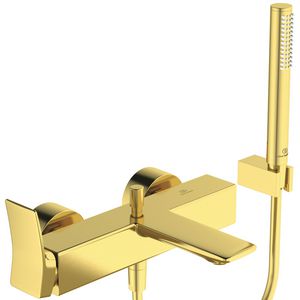 Conca bad/douchemengkraan met badset brushed gold (mat goudkleurig)