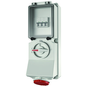 Wandcontactdoos 32A 5-polig  6H 400V IP44 DUO + autom.