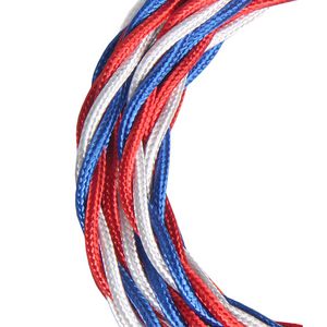Lengte a 3m. Textielsnoer gedraaid 3C 3x0,75mm² Shiny blauw/wit/rood