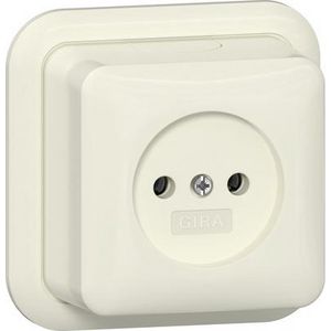 wandcontactdoos ongeaard 2-p + K/P25 Opbouw creme wit
