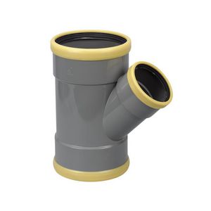 PVC manchet T-stuk verlopend 45° 250x125mm SN8 grijs 3x mof