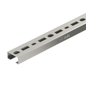 Lengte a 1m. profielrail geperforeerd sleufbreedte 17mm 35x18mm rvs