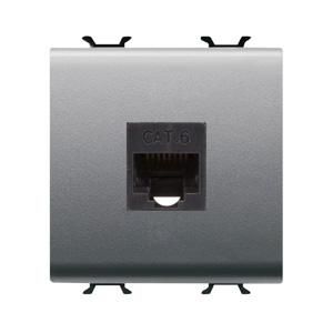 RJ45 SOCKET-CATEGORY 6-UTP-2 MODULES-TITANIUM-CHOR