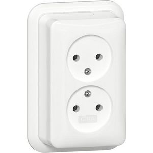 2-voudig wandcontactdoos ongeaard 2-p + K/P25 Opbouw zuiver wit