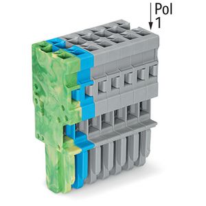 1-draads female steker CAGE CLAMP 4mm² grijs/blauw/g VVE=25