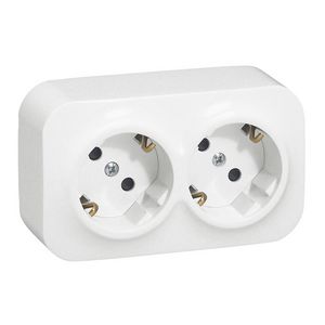 Wandcontactdoos 2x2P + A wit zonder KV Forix