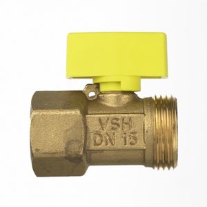 Gaskogelkraan messing 1/2" zonder koppeling recht
