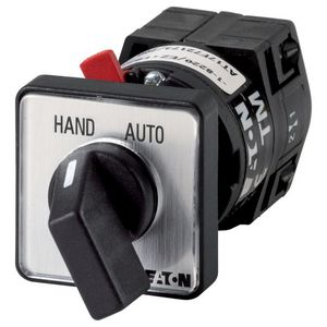 Omschakelaar 2 cont. 10A frontplaat:Hand-Auto 60gr.