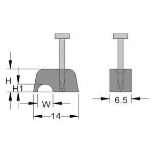 Zak a 100st. Spijkerclips ronde kabels 13,2mm lichtgrijs