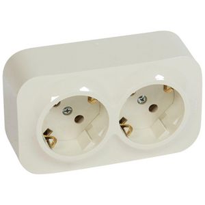 Wandcontactdoos 2x2P + A creme zonder KV Forix