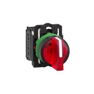 Illuminated selector switch plastic red 22 3 poss stay put,