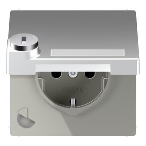 Wandcontactdoos alu.klapdeksel tekstvenst.&slot LS