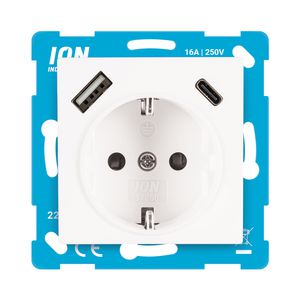 Wandcontactd. RA USB A+C aanraakbev. V1/J1 alpin w.