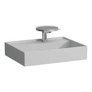 Wastafel sAPhirkeramik links 600x46mm met kraangat mat grijs