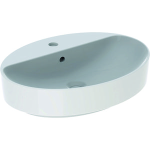 VariForm opzetwastafel ovaal 60x45cm met kraanbank+overloop wit