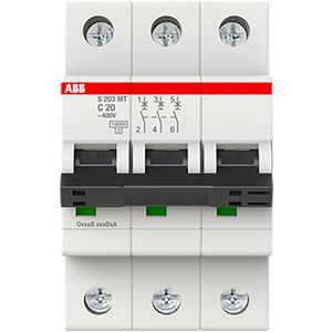 Installatieautomaat S200MT 3P C-karakteristiek 20A 10kA TraC-karakteristiek tie