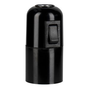 Lamphouder E27 Bakelite Plain + Switch zwart